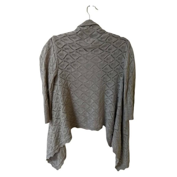 Forever 21 Women Cardigan Sweater Gray 3/4 Sleeve Open Front Loose Weave Boho SP - Picture 3 of 9